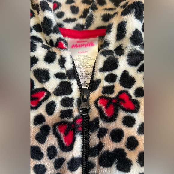 Minnie Mouse Toddler Girls Leopard Fleece Hooded Jacket, Size 3T - Picture 7 of 7